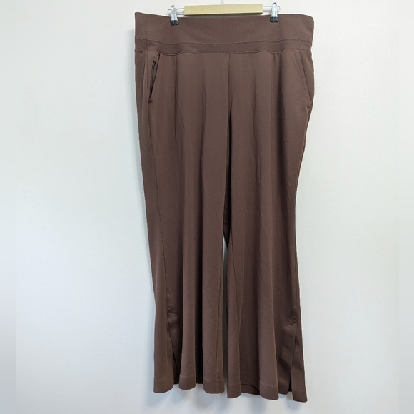 Athleta Venice Brown Wide Leg Side Slit Pants Pull on - Picture 2 of 12